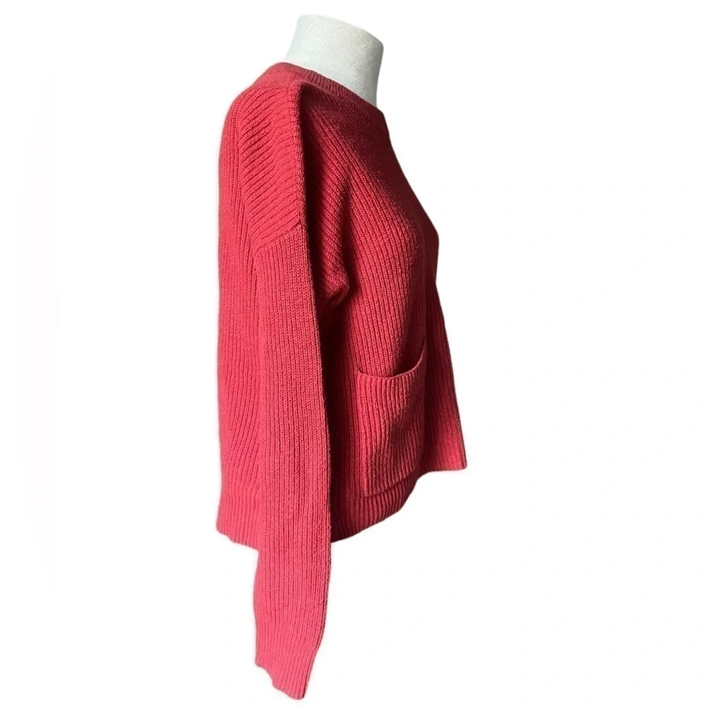 Madewell Chunky Knit Rust/Orange/Red Crew Neck Sweater, Size small. - Picture 4 of 10